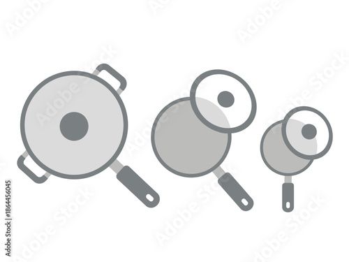 Illustration of Three Different Sized Frying Pans for Cooking and Culinary Activities