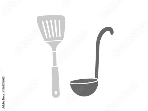 Cooking Utensils Illustration A Spatula and Ladle in Modern Minimalist Design