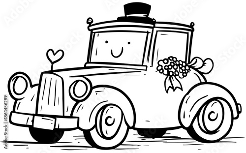 Cure wedding Car illustration