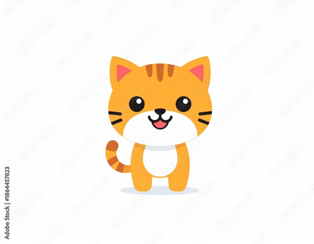 Obraz premium A cartoon cat with orange fur and black stripes standing on a white background
