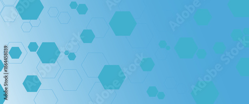 Abstract blue hexagon background with layered geometric shapes, clean modern design, suitable for technology, science and business concepts.