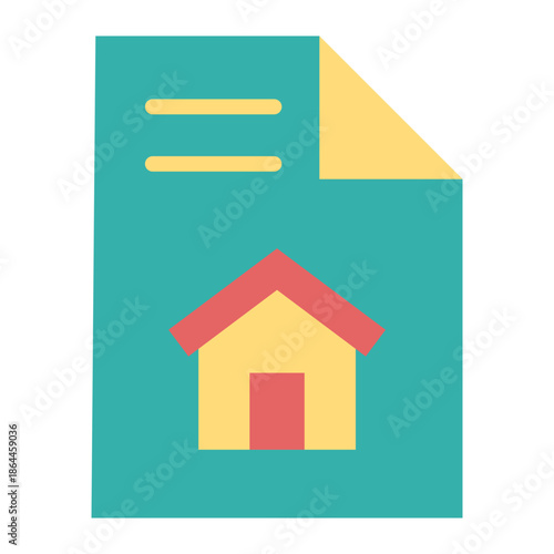 Wallpaper Mural 부동산 컬러 플랫 아이콘. 부동산 계약서 Torontodigital.ca