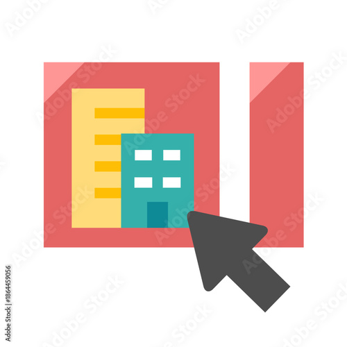 부동산 컬러 플랫 아이콘. 아파트 목록