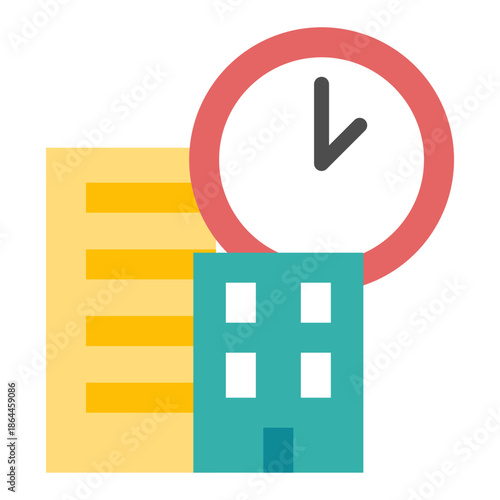 부동산 컬러 플랫 아이콘. 아파트 이력