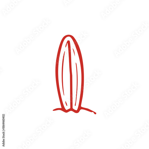 Minimalist Red Lipstick Icon on White Background