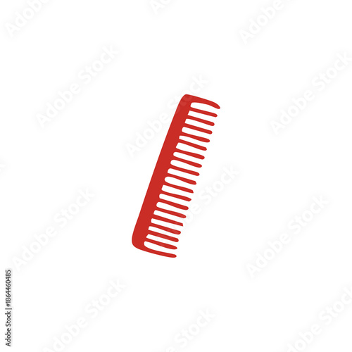 Red Hair Comb on White Background