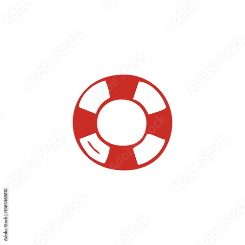 Red Lifebuoy on White Background