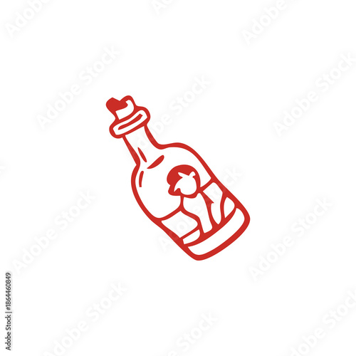 Red Liquor Bottle Iconic Illustration