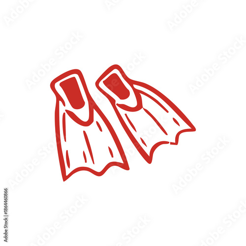 Red Hand Drawn Flippers Illustration