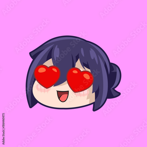 Принти на полотні Cute Chibi Character with Heart Eyes Emote