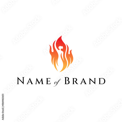Hot lady logo, fire with woman silhouette inside