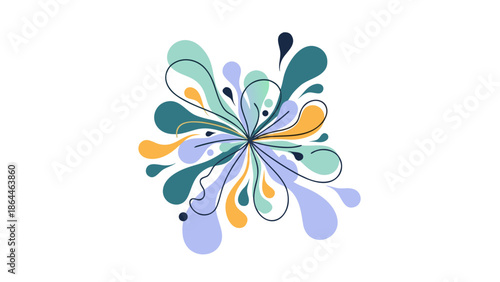 Abstract splash flower illustration with flowing colorful shapes, expressing creativity, motion, and modern artistic energy