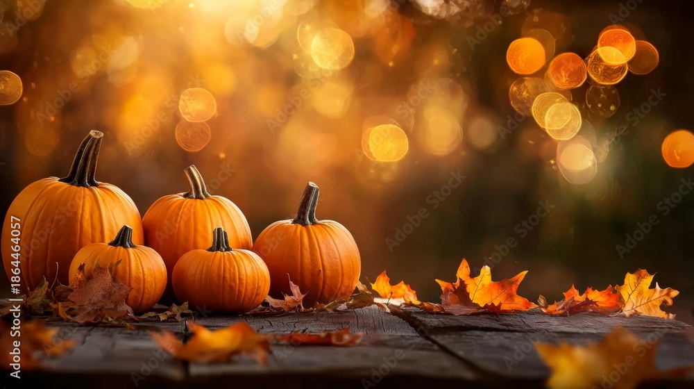 Fototapeta premium Celebrate Thanksgiving with nature's bounty captured in a cozy scene.