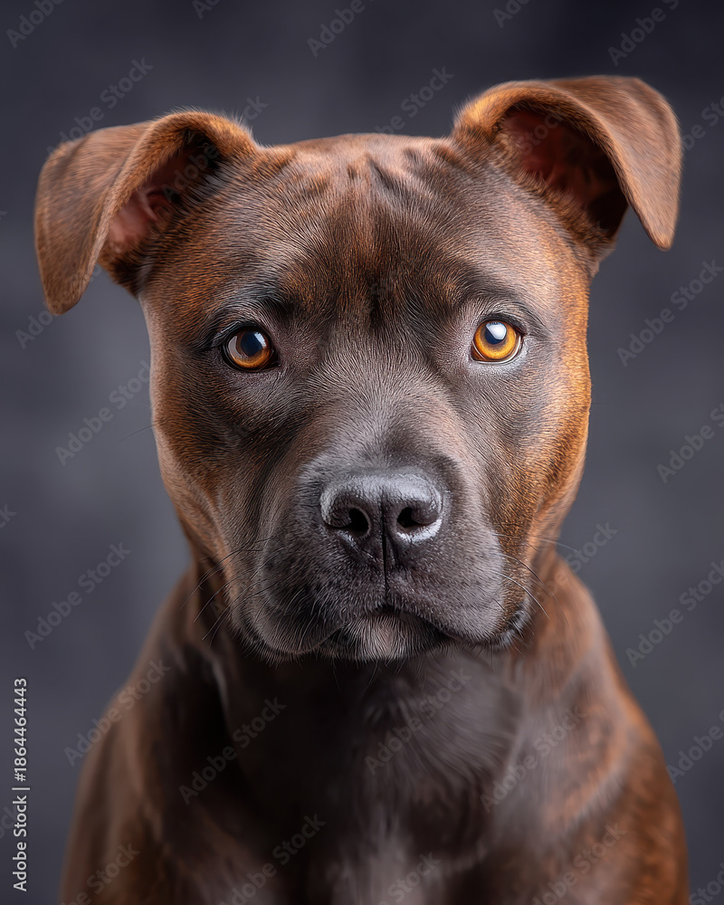 Obraz premium Chocolate dog portrait brown dog eyes studio pet portrait calm expression
