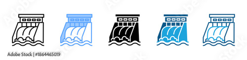 Dam icon set multiple style collection