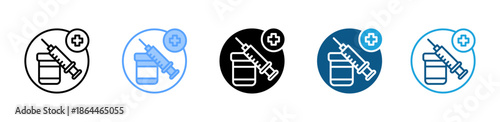 Vaccination icon set multiple style collection