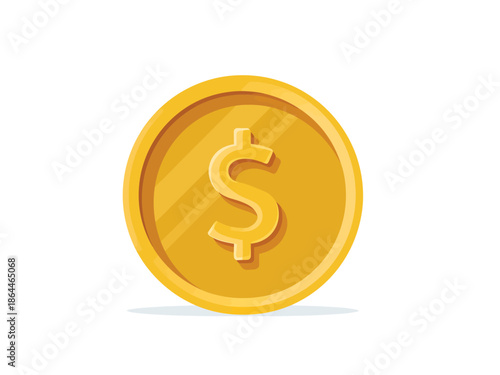 Vibrant golden dollar coin illustration representing financial growth, economic success, and secure payment transactions, perfect for business, banking, and wealth-related designs