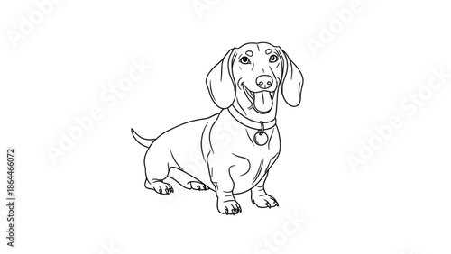 Dachshund Dog Line Art Isolated on White Background