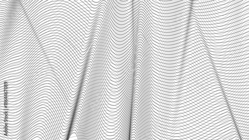 Abstract wave lines black on white background.