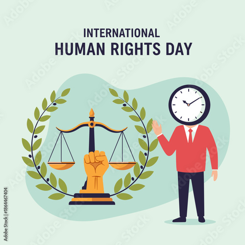 International Human Rights Day Justice Balance Illustration