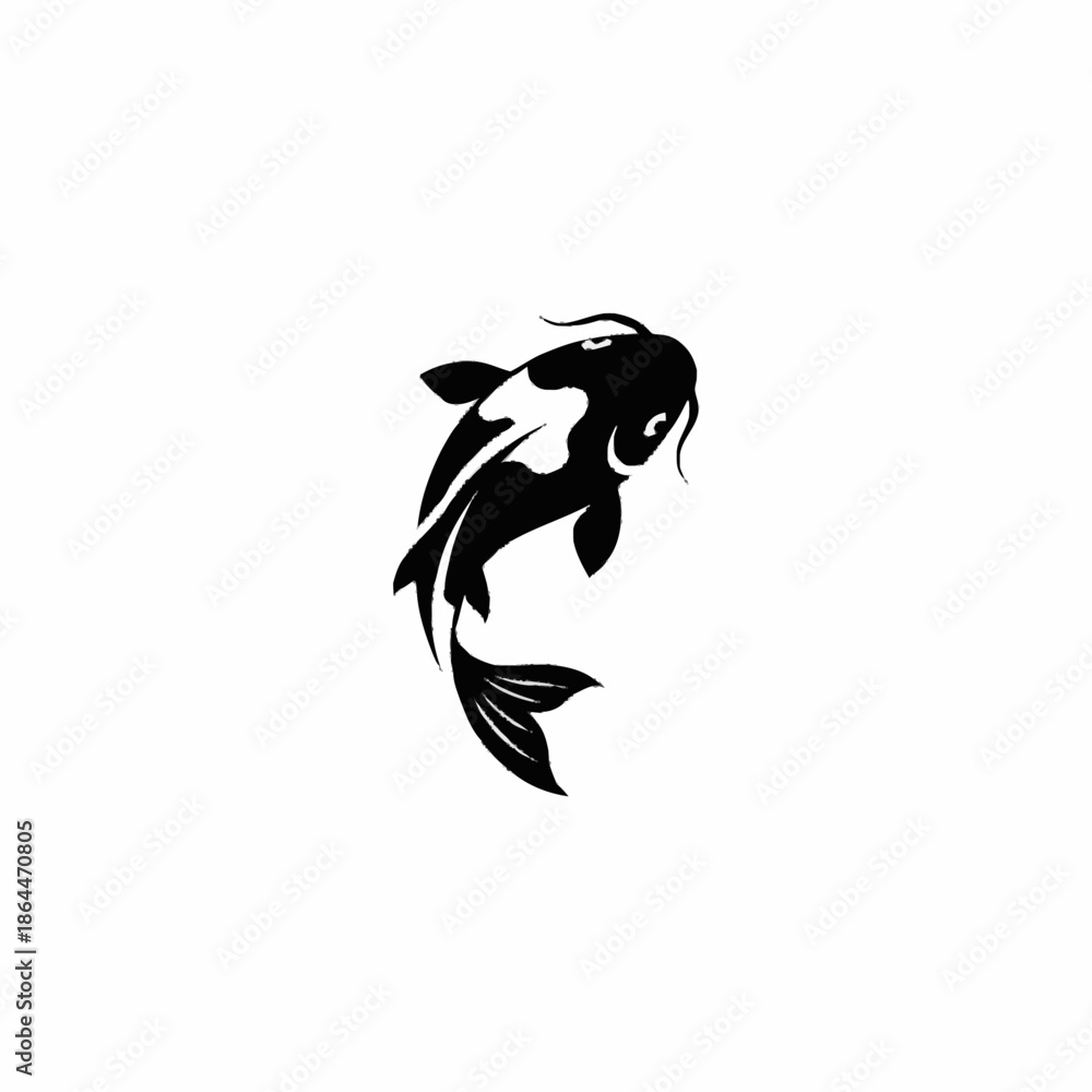 Obraz premium Elegant Black and White Koi Fish Swimming Gracefully.