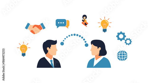 Business communication and collaboration between male and female professionals.