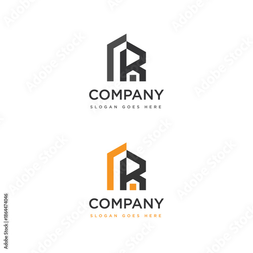 Logo design of R in vector for construction, home, real estate, building, property. creative elegant Monogram.