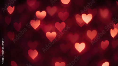 Romantic background heart bokeh red light love pattern glowing shape soft focus dreamy mood abstract romance passion blush tone