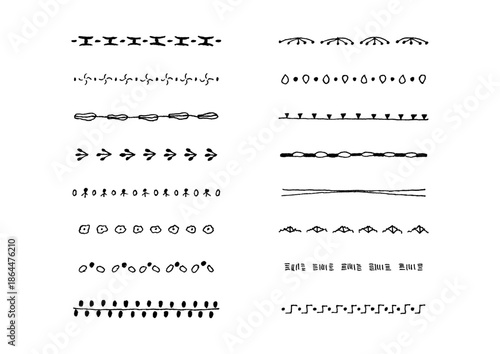 ナチュラルでシンプルな手描きのラインセット10