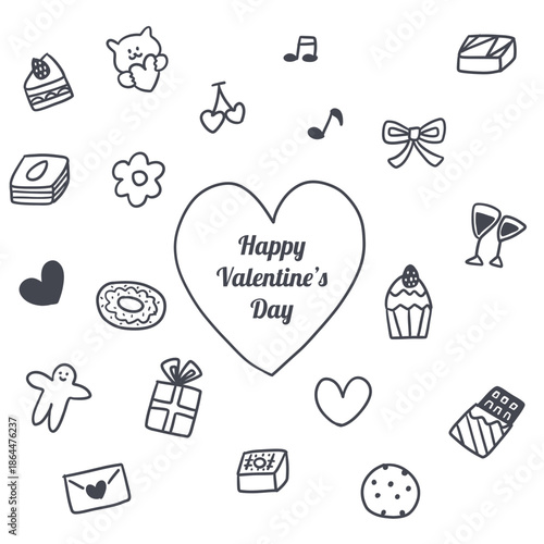 バレンタインのシンプルな線画アイコン