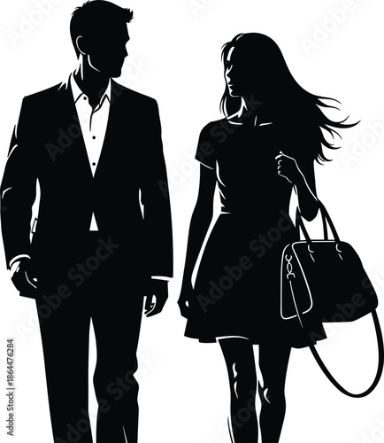 Urban walking silhouettes of pedestrians using smartphones and backpacks, one walking a dog, sequential motion study, distracted commuters, street scene vector illustration