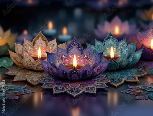 Purple Background Intricate Design, Festival Decoration Vector