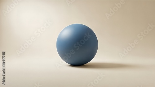 A single blue sphere on beige background.
