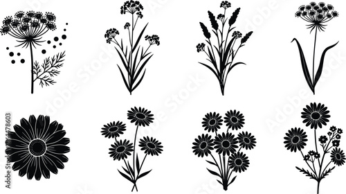 Set of construction worker silhouettes, builders in helmets with tools and blueprints, industrial laboratory team, cad drawing flat vector illustration.