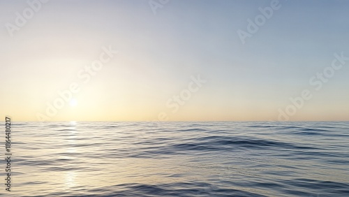 Serene ocean waves at sunrise horizon.