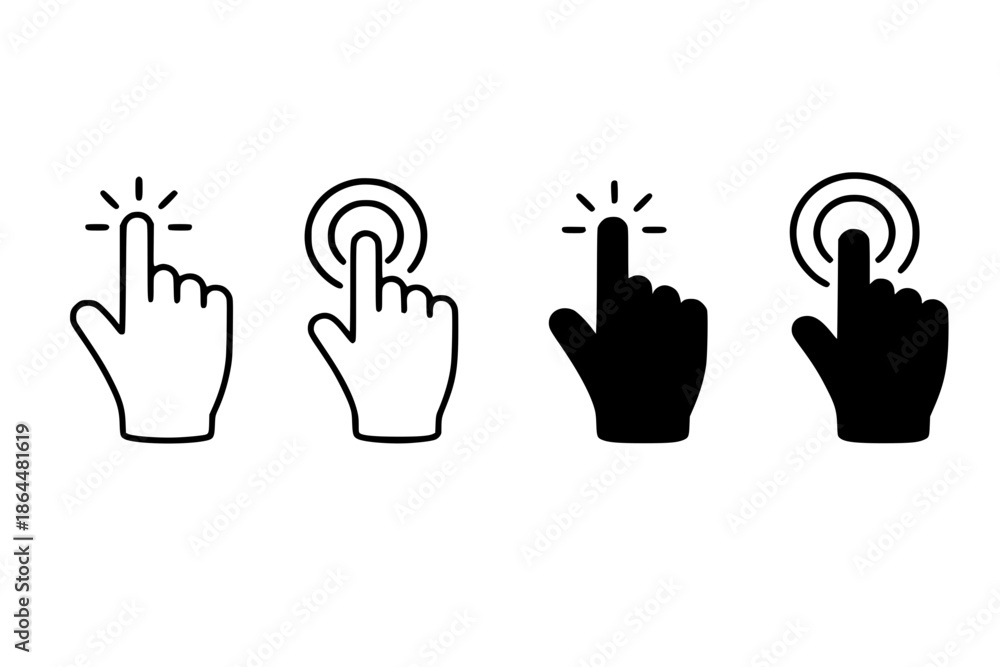 Obraz premium Simple Hand Click Icons Set