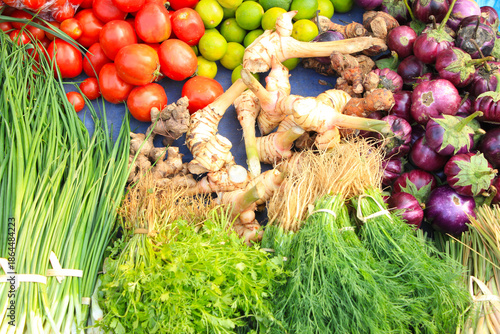Fresh Vegetables on Sale at a Morning Market, Luang Prabang, Laos