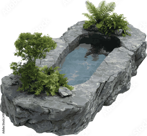  Isolated on Rock pool or garden edging. 3d illustration isolated on white background vector illustration