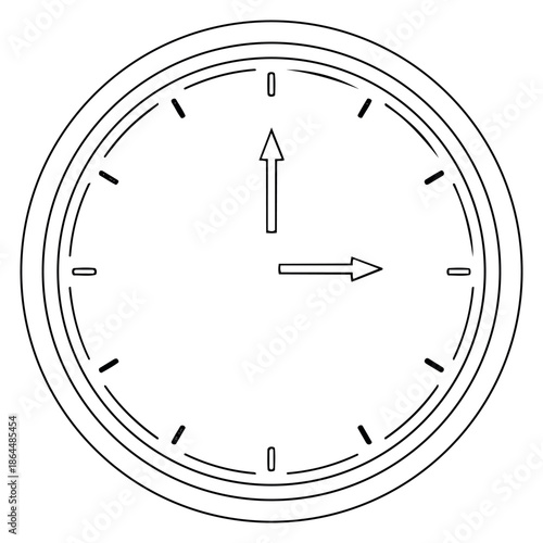 Line art illustration of a clock depicting time for scheduling and punctuality