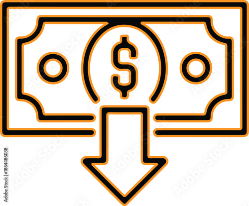 Dollar bill withdrawal icon vector illustration