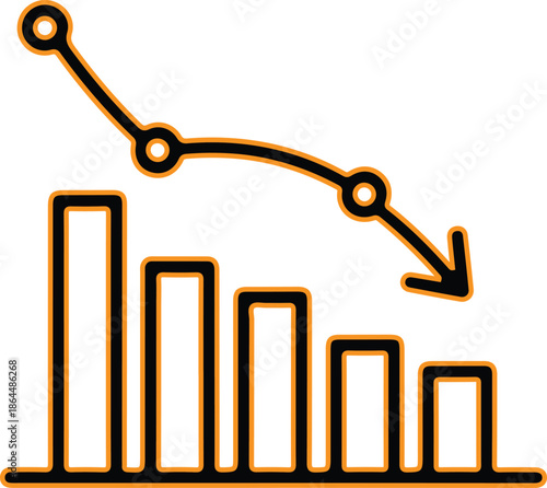 Declining business graph icon vector illustration