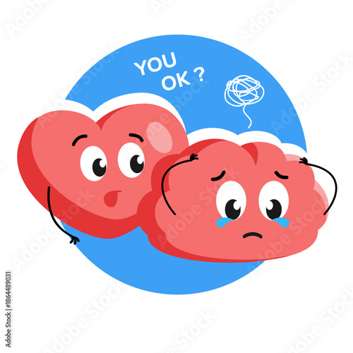 hearth Comforting the brain, burnout and Mental Health Concept Illustration