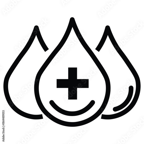 medical water drop symbol with cross  health care icon