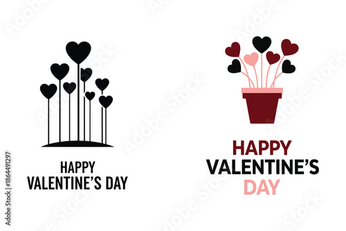 Valentines Day heart shapes and Happy Valentines Day greetings