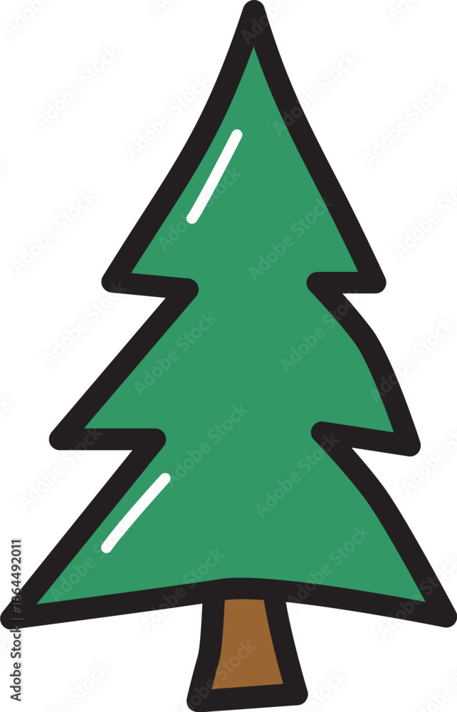 Fototapeta premium Pine with outline illustration