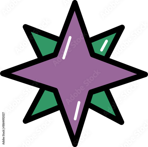 Compass direction with outline illustration