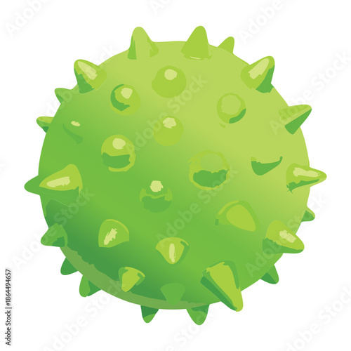 green organic sphere with spikes and thorns for biology science illustration or infectious virus pathogen medical research concept