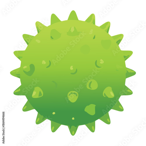 defensive green spiked ball for biology illustration and medical science research on infectious virus pathogen and bacteria concept
