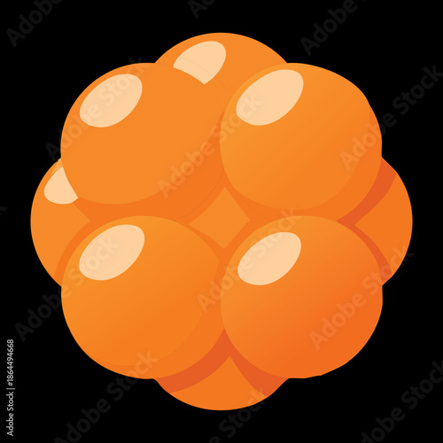 glossy orange molecular structure sphere for biochemistry science education and abstract organic cell biology medical research visualization