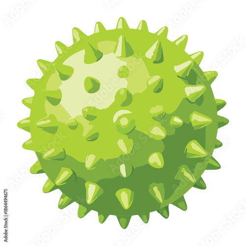 green spiked sphere object with thorns for virus pathogen illustration and medical science research infectious disease concept design element